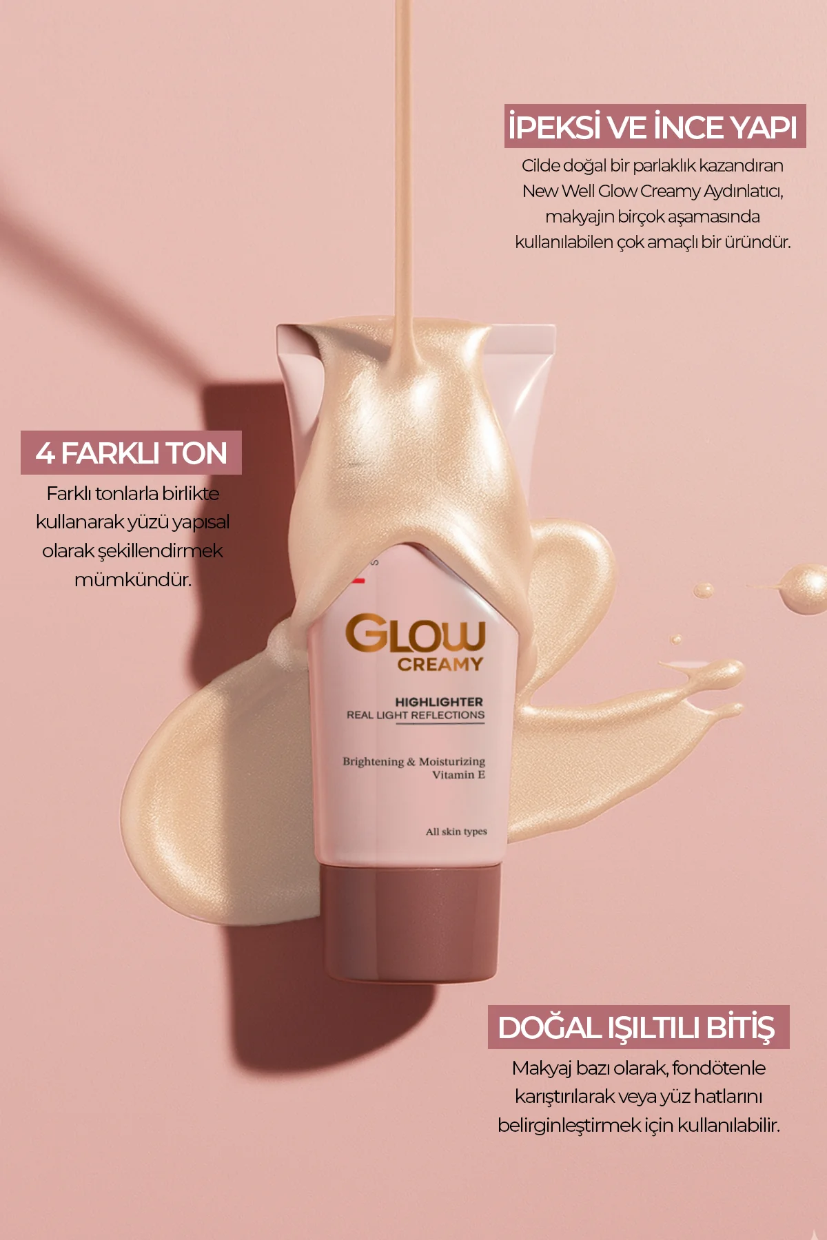 Glow Creamy Highlighter Doğal Işıltılı Krem Aydınlatıcı 30 ML Pearl 01 - Image 3