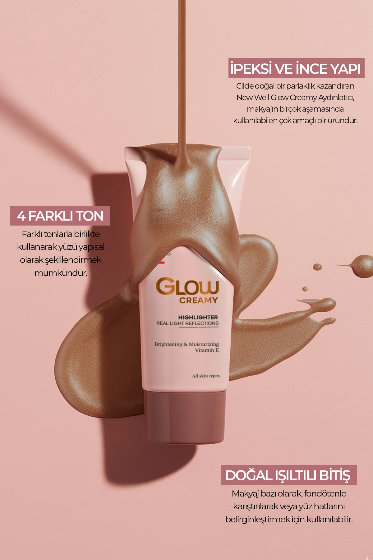 Glow Creamy Highlighter Doğal Işıltılı Krem Aydınlatıcı 30 ML Sandstone 04 - Image 3